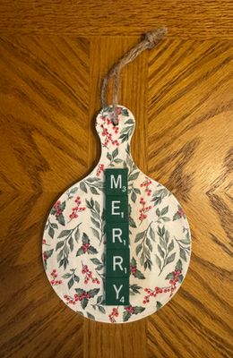 Merry Scrabble Wooden Paddle 4.5"L x 6.5"H Merry Scrabble Wooden Paddle 4.5"L x 6.5"H