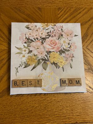 Best Mom Scrabble Canvas Wall Plaque 8"L x 8"H Best Mom Scrabble Canvas Wall Plaque 8"L x 8"H