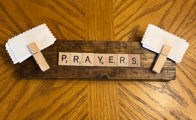 Prayers Large Wall Plaque w/CLips 9.5"L x 2.5"H Prayers Large Wall Plaque w/CLips 9.5"L x 2.5"H
