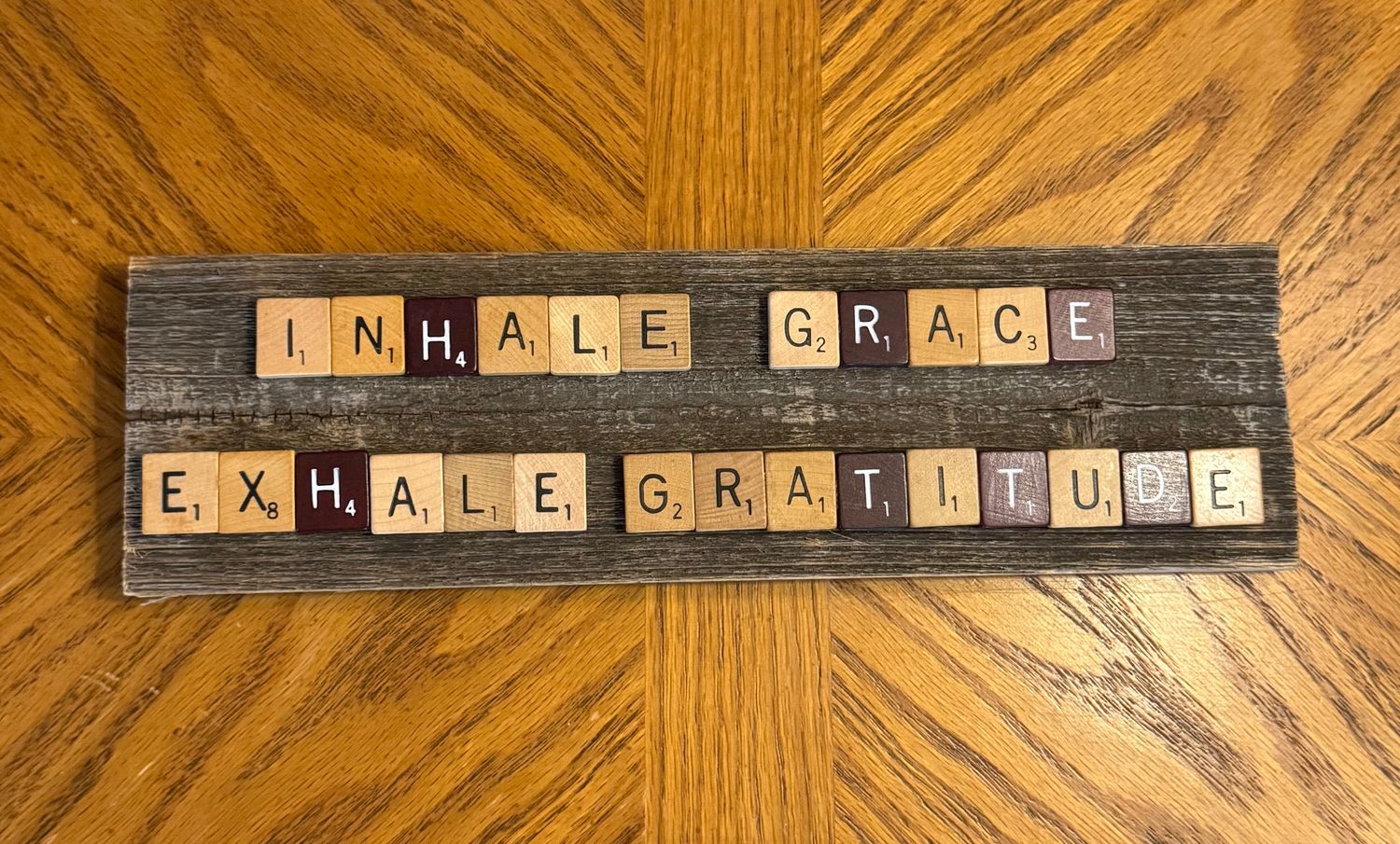 Inhale Exhale Scrabble Wall Plaque 12"L x 3.5"H Inhale Exhale Scrabble Wall Plaque 12"L x 3.5"H