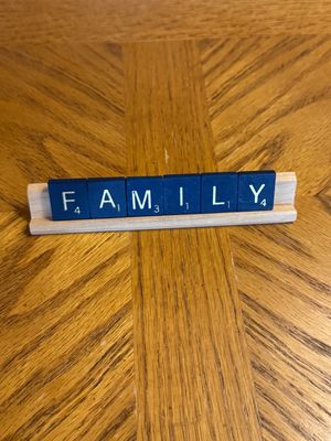 Family Blue Scrabble Tray 5.25"L x 1"H Family Blue Scrabble Tray 5.25"L x 1"H