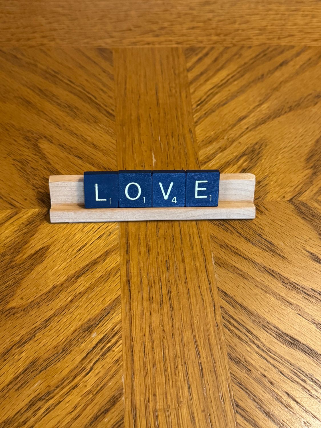Love Blue Scrabble Tray 4.5"L x 1"H Love Blue Scrabble Tray 4.5"L x 1"H
