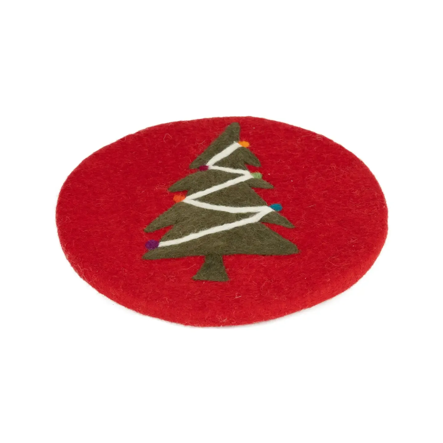 Felt Trivet in Red w/Christmas Tree Felt Trivet in Red w/Christmas Tree