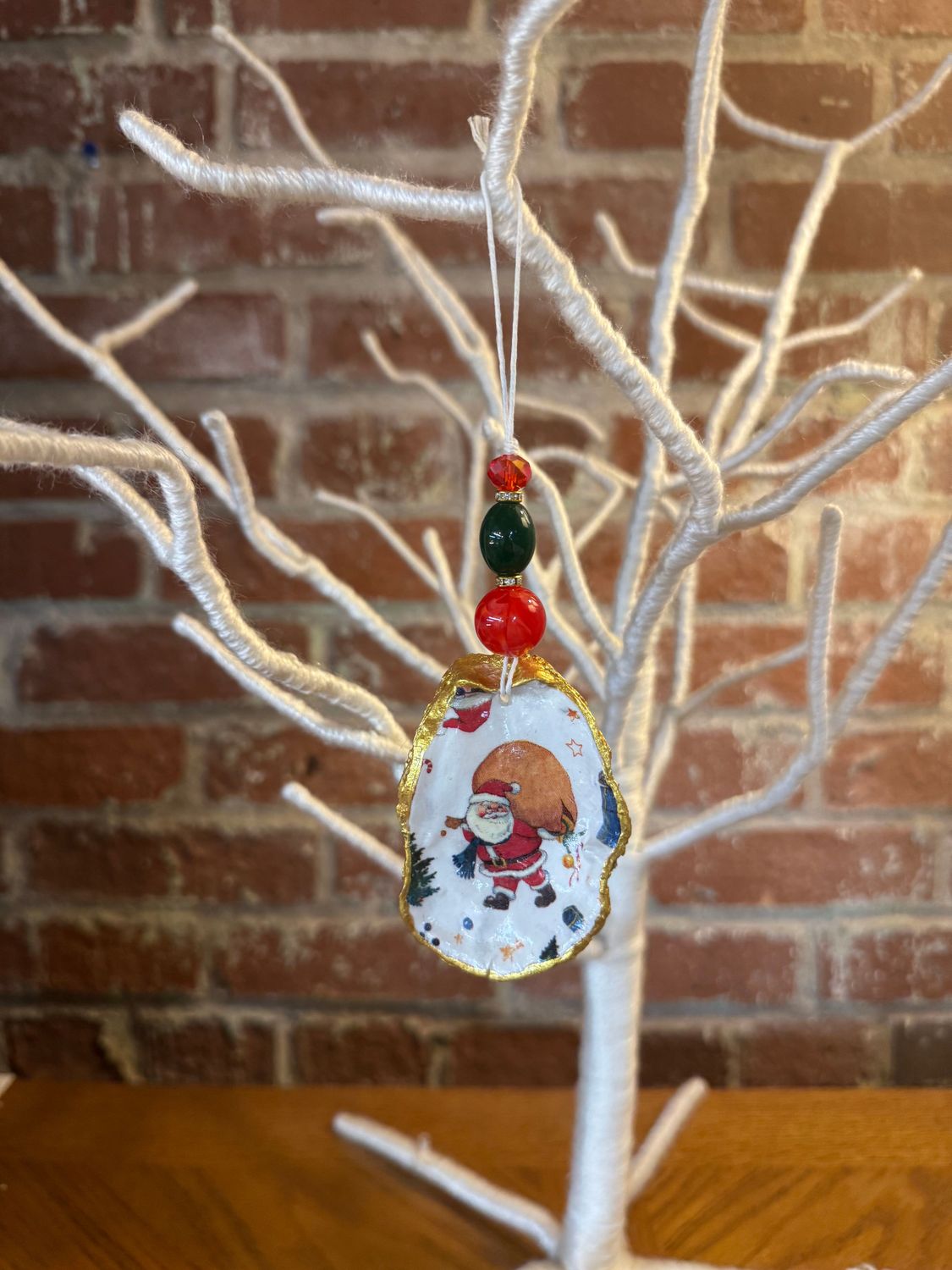 Oyster Shell Ornament - Santa I Oyster Shell Ornament - Santa I