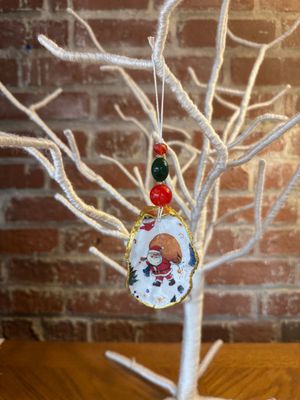 Oyster Shell Ornament - Santa I Oyster Shell Ornament - Santa I