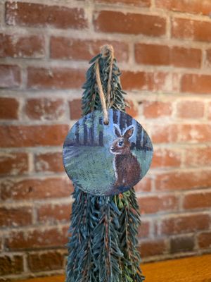 Tree Slice Ornament - Rabbit - 3" Tree Slice Ornament - Rabbit - 3"