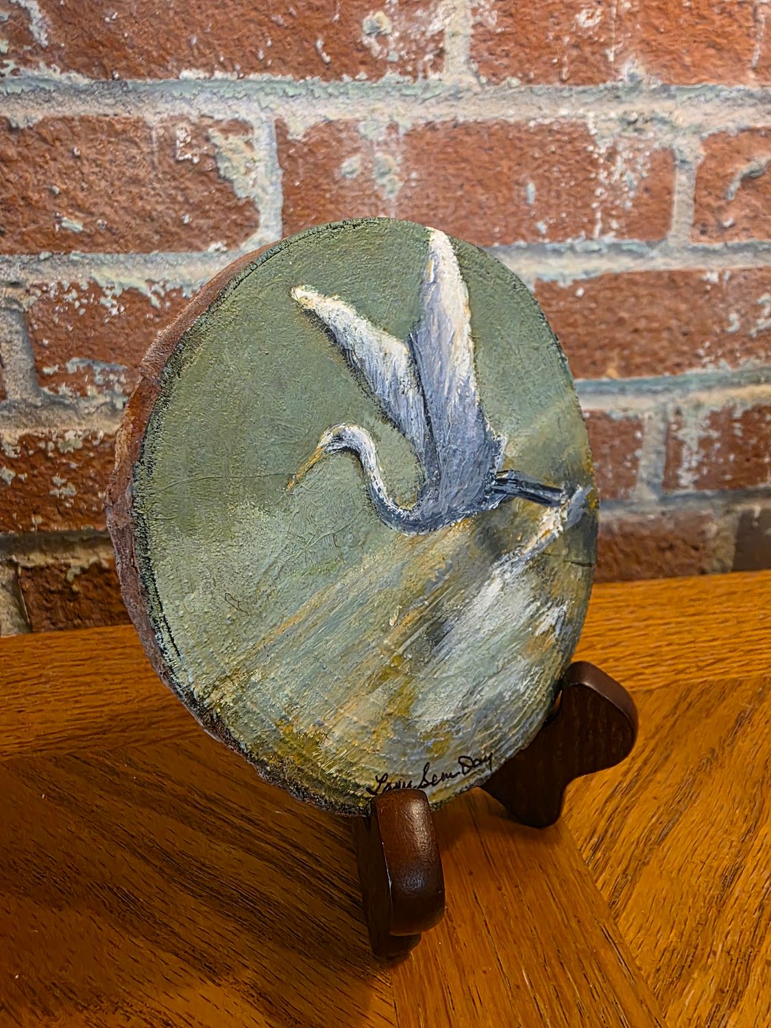 Tree Slice Picture - Heron - 4.5" Tree Slice Picture - Heron - 4.5"