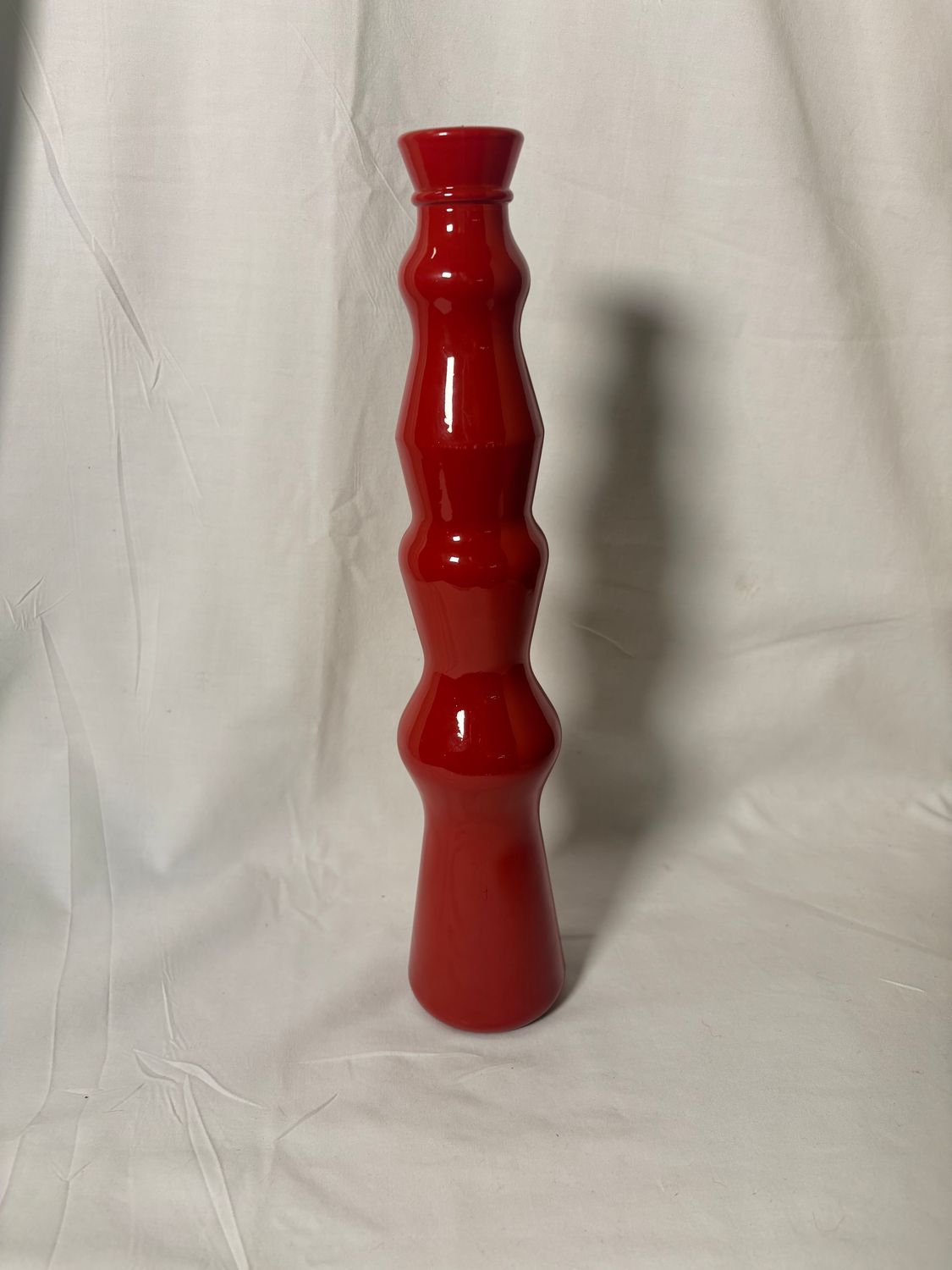 12.5" Rippled Recycled Glass Vase Red 12.5" Rippled Recycled Glass Vase Red