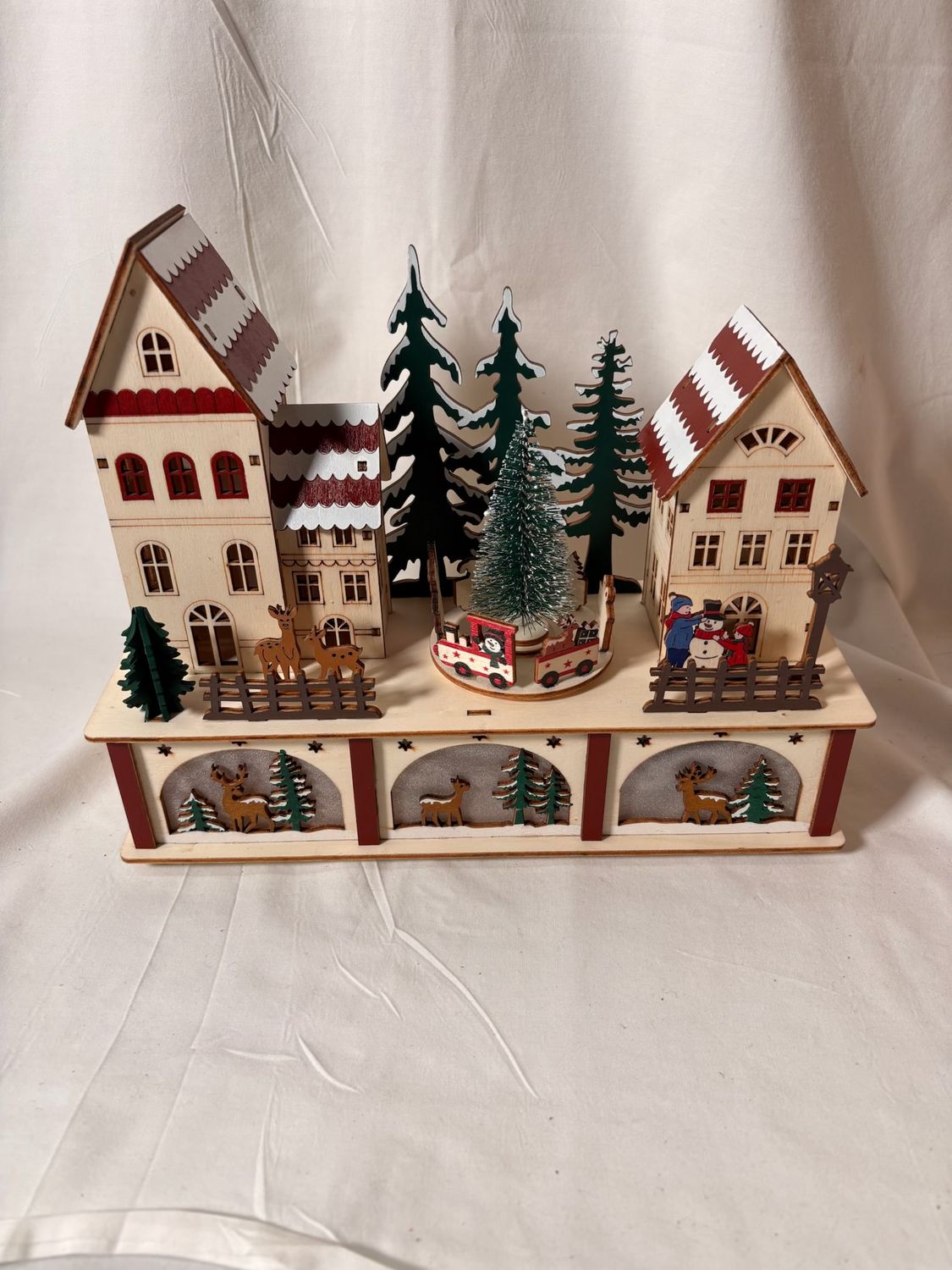 LED Wooden Scenery & Music Box - Colorful Village LED Wooden Scenery & Music Box - Colorful Village