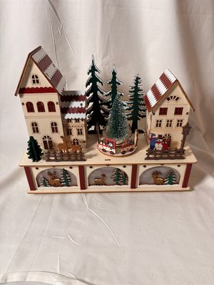 LED Wooden Scenery & Music Box - Colorful Village LED Wooden Scenery & Music Box - Colorful Village
