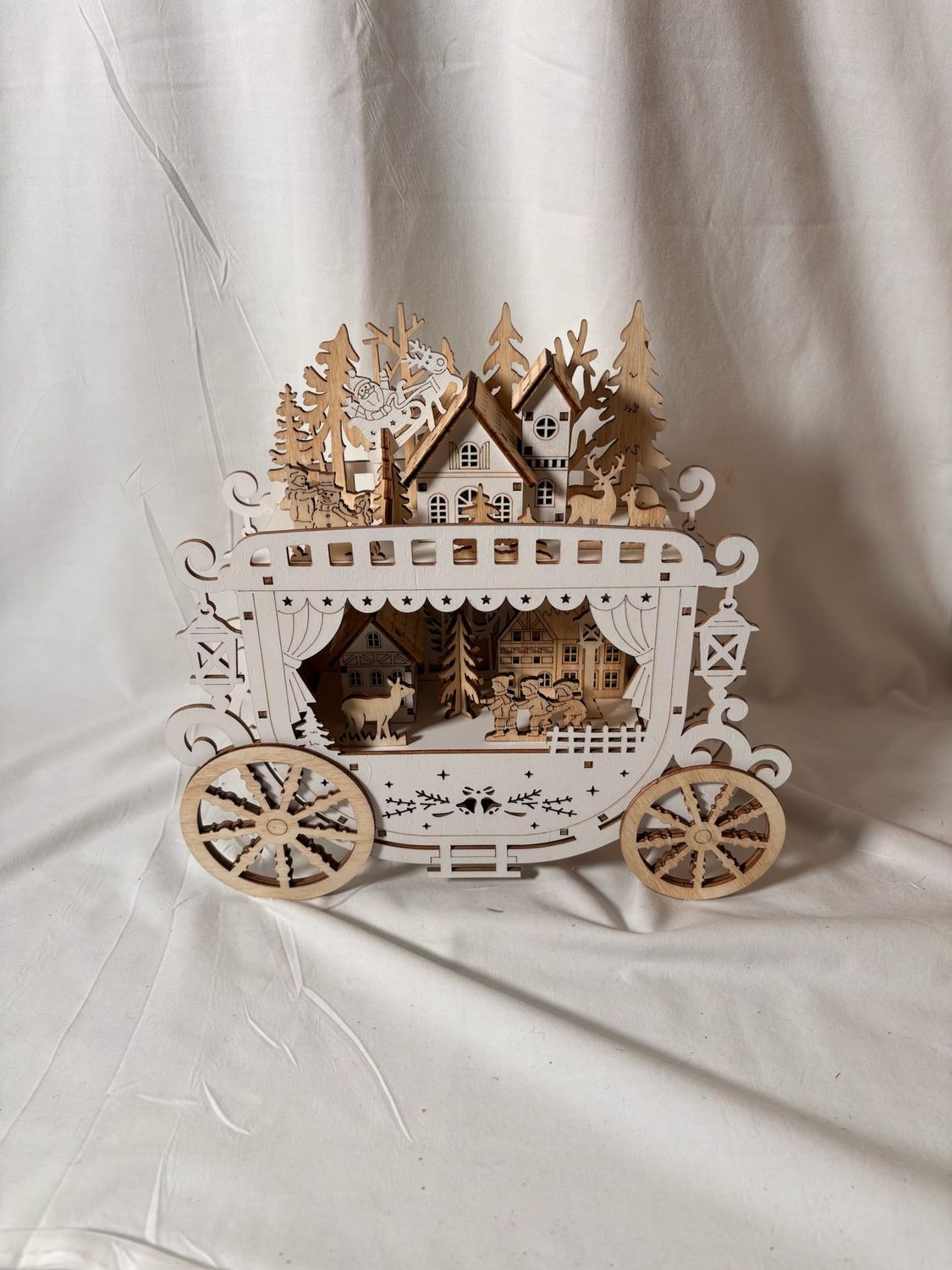 LED Wooden Scenery - Christmas Carriage LED Wooden Scenery - Christmas Carriage