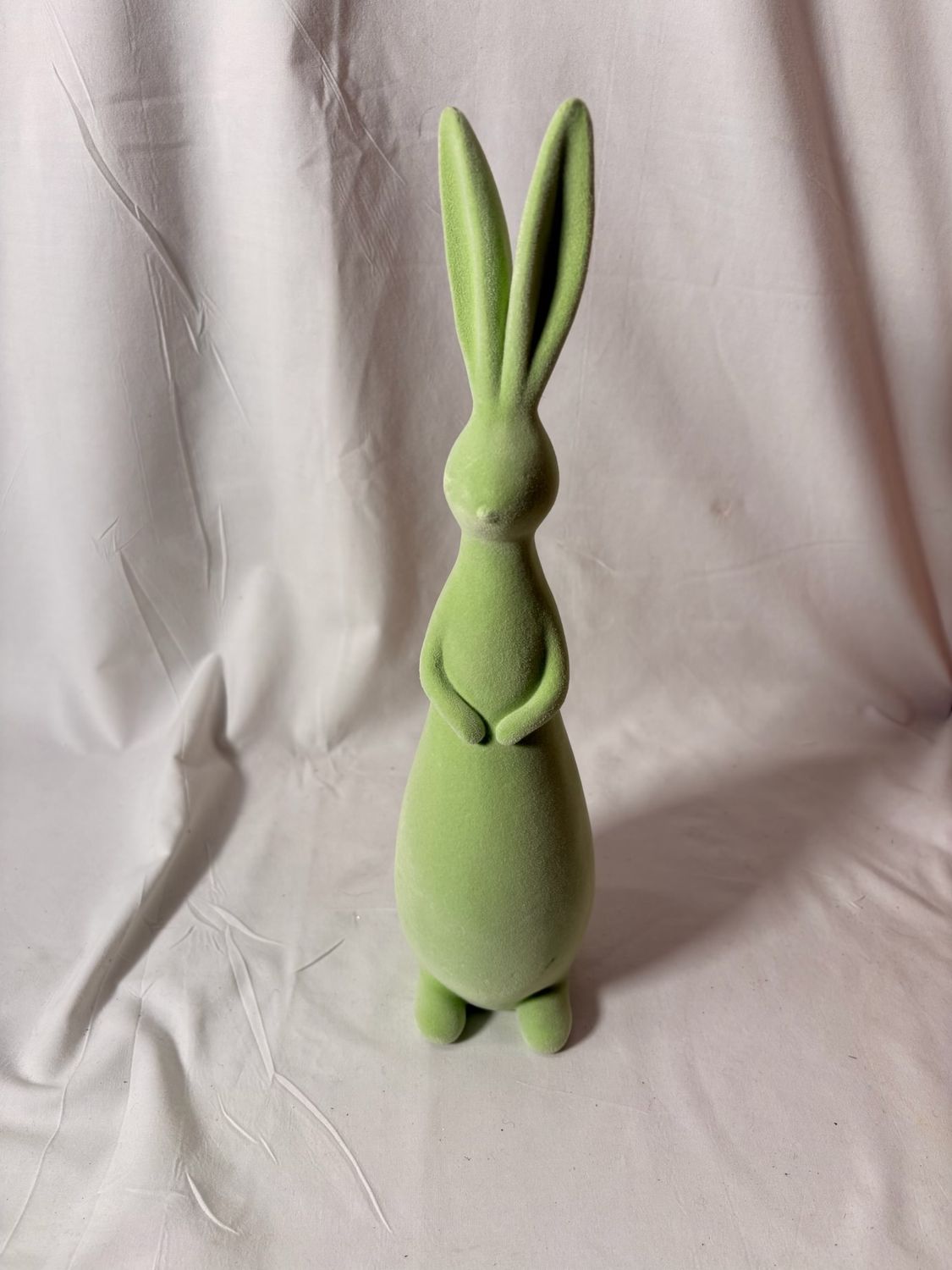 13.5" Resin Flocked Long Ear Bunny - Green 13.5" Resin Flocked Long Ear Bunny - Green
