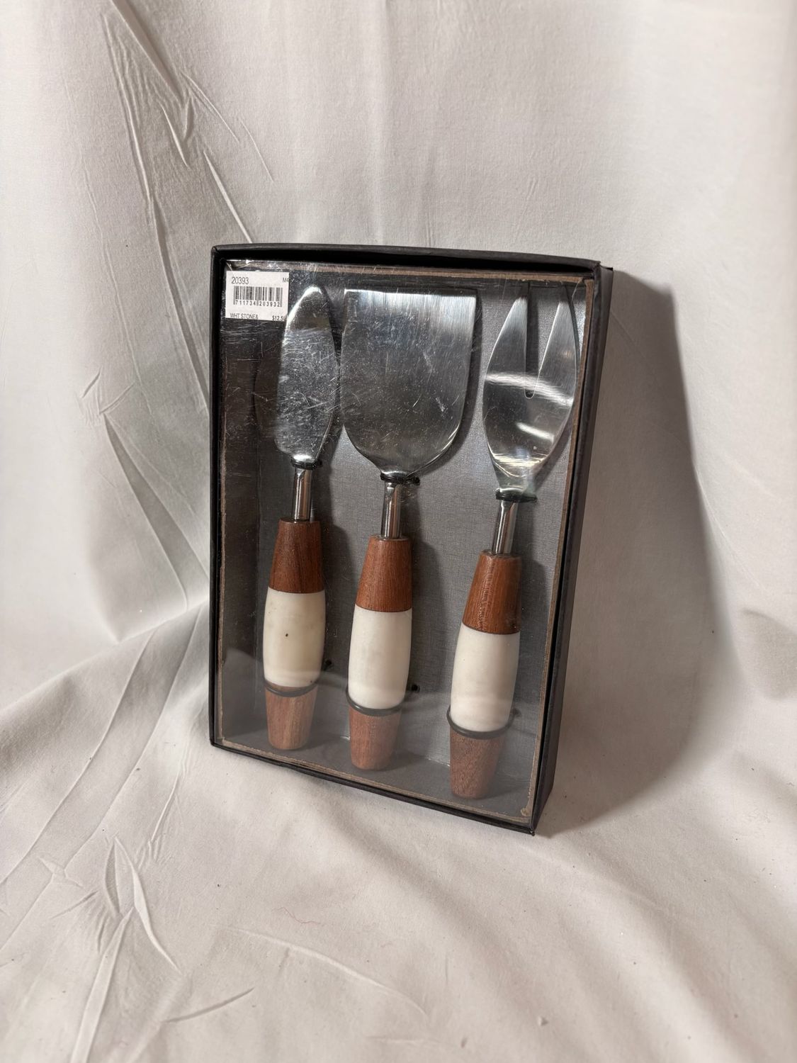 S/3 White Stone & Wood Cheese Spreaders S/3 White Stone & Wood Cheese Spreaders