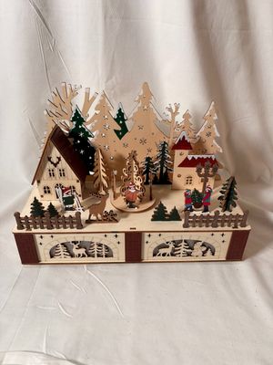 LED Wooden Scenery & Music Box - Colorful Town Square LED Wooden Scenery & Music Box - Colorful Town Square