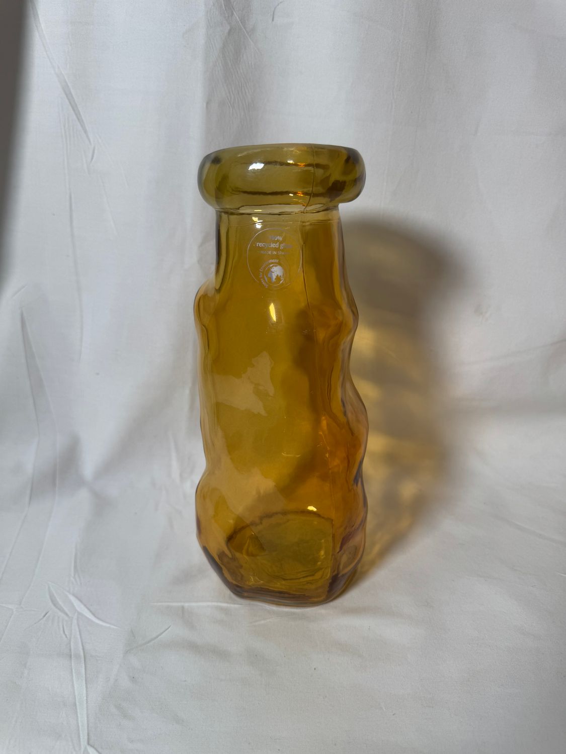 9" Recycled Glass Vase Yellow 9" Recycled Glass Vase Yellow