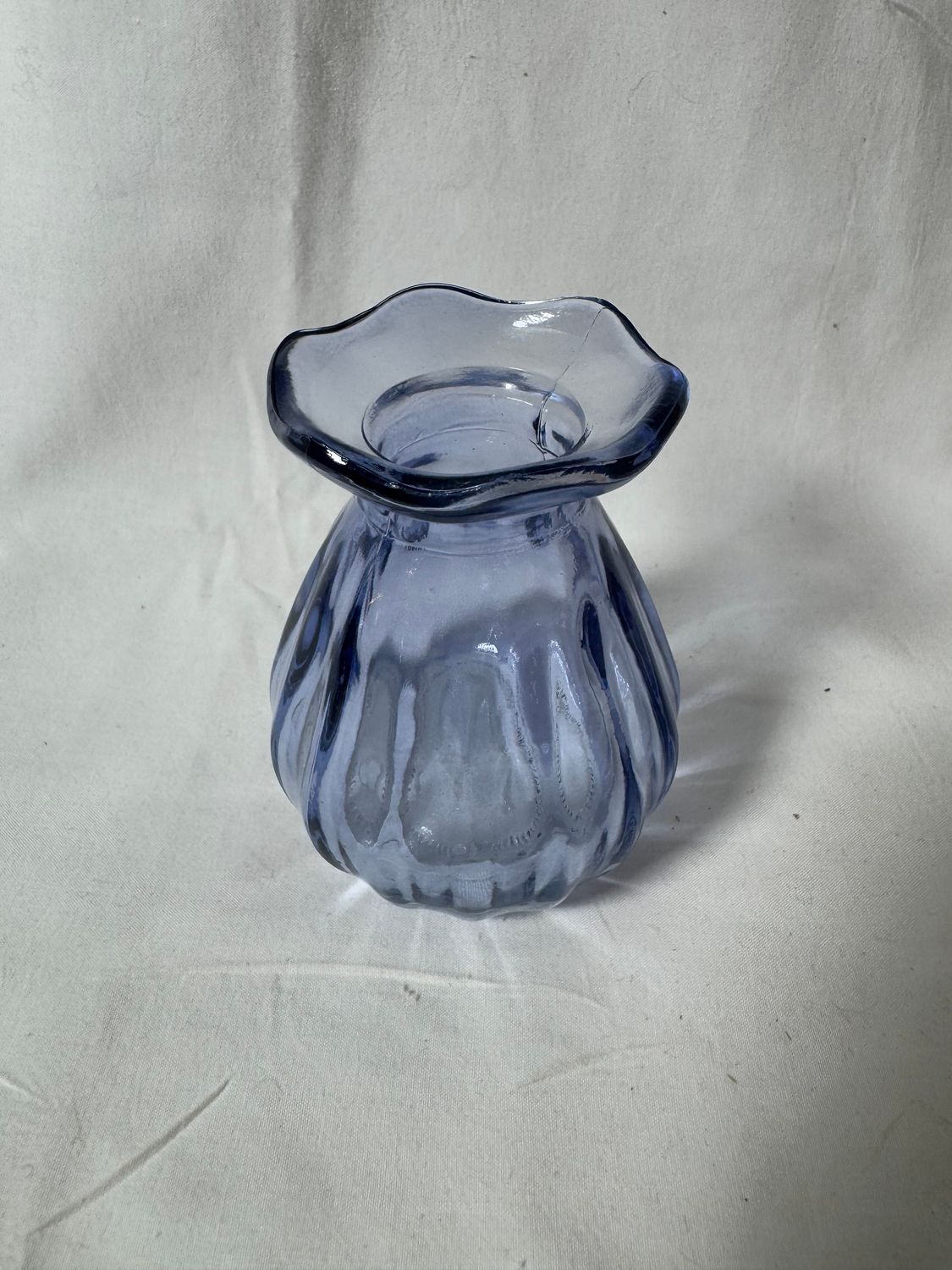 3" Mini Rippled Glass Vase Blue