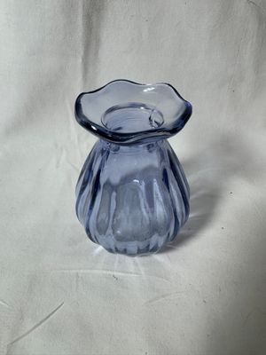 3" Mini Rippled Glass Vase Blue 3" Mini Rippled Glass Vase Blue