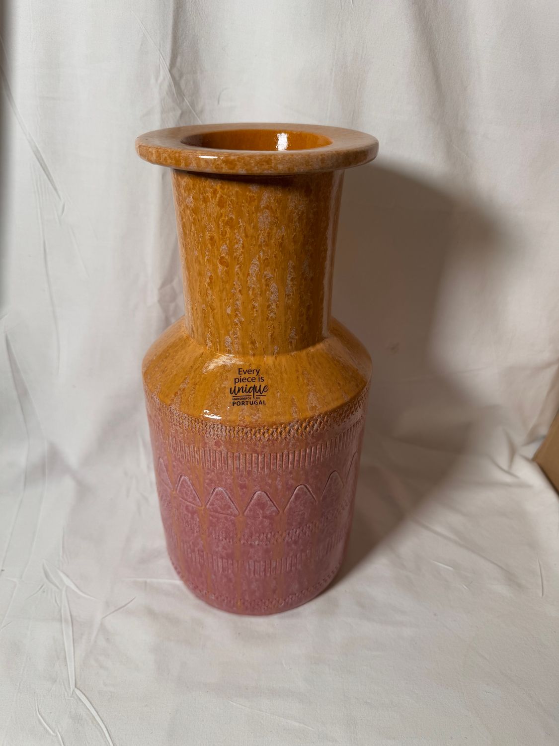 Terracotta Glazed Orange/Pink Vase 12" Terracotta Glazed Orange/Pink Vase 12"