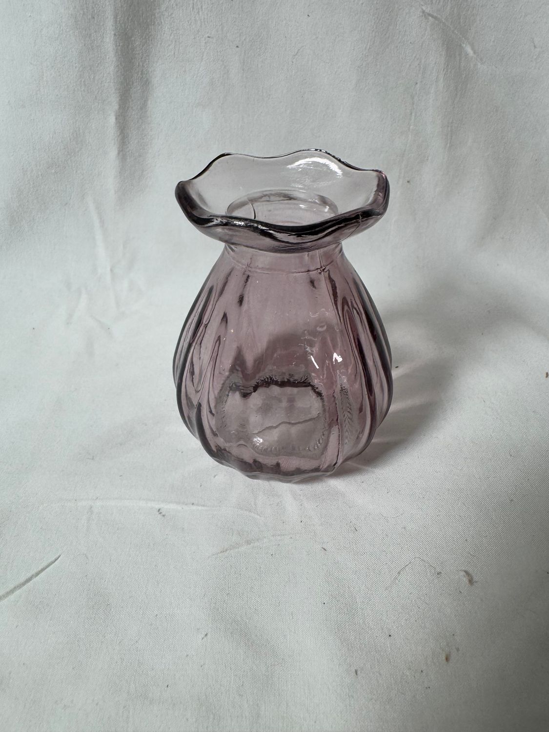 3" Mini Rippled Glass Vase Purple