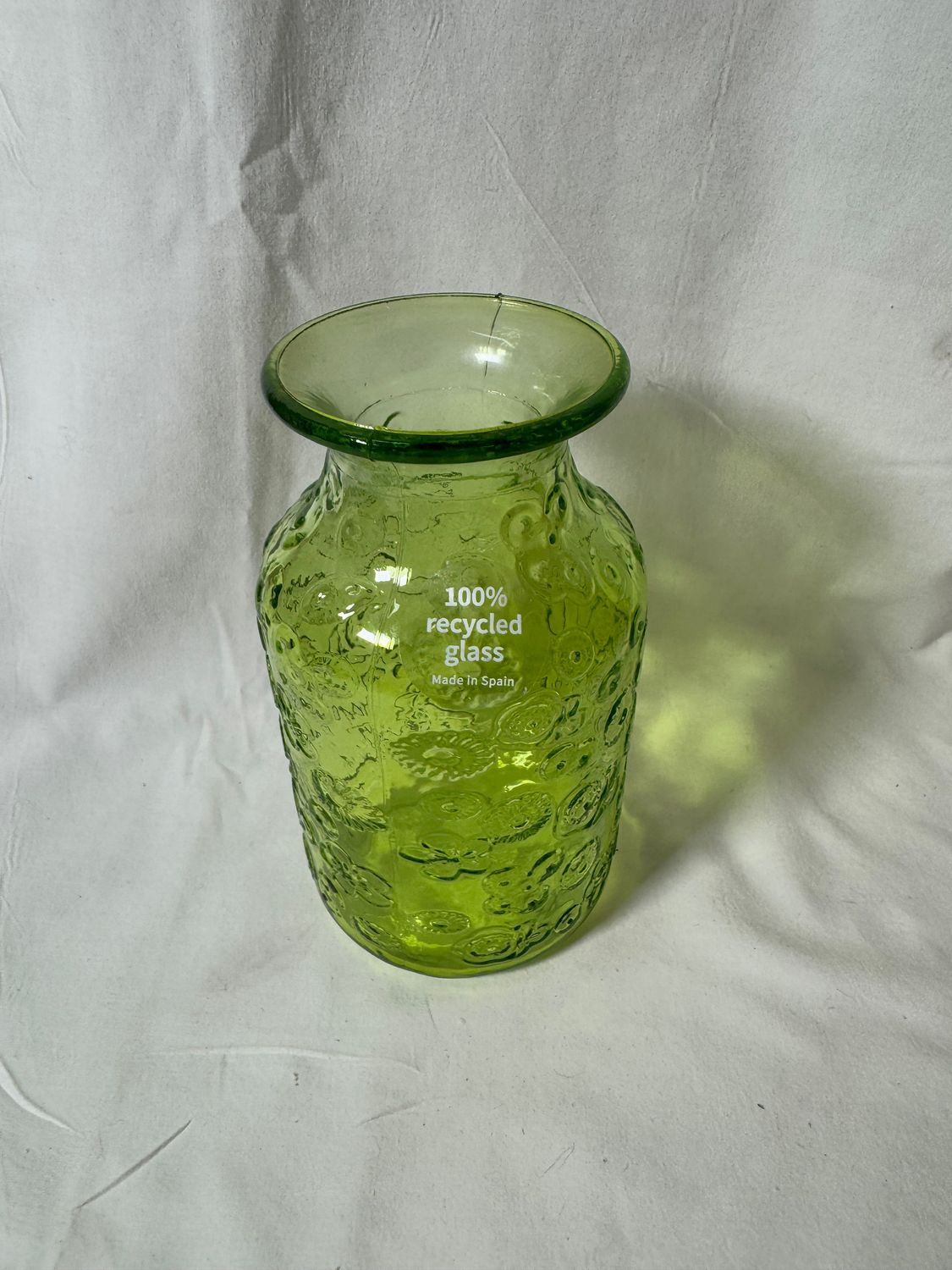 6" Floral Glass Bottle Vase Green 6" Floral Glass Bottle Vase Green