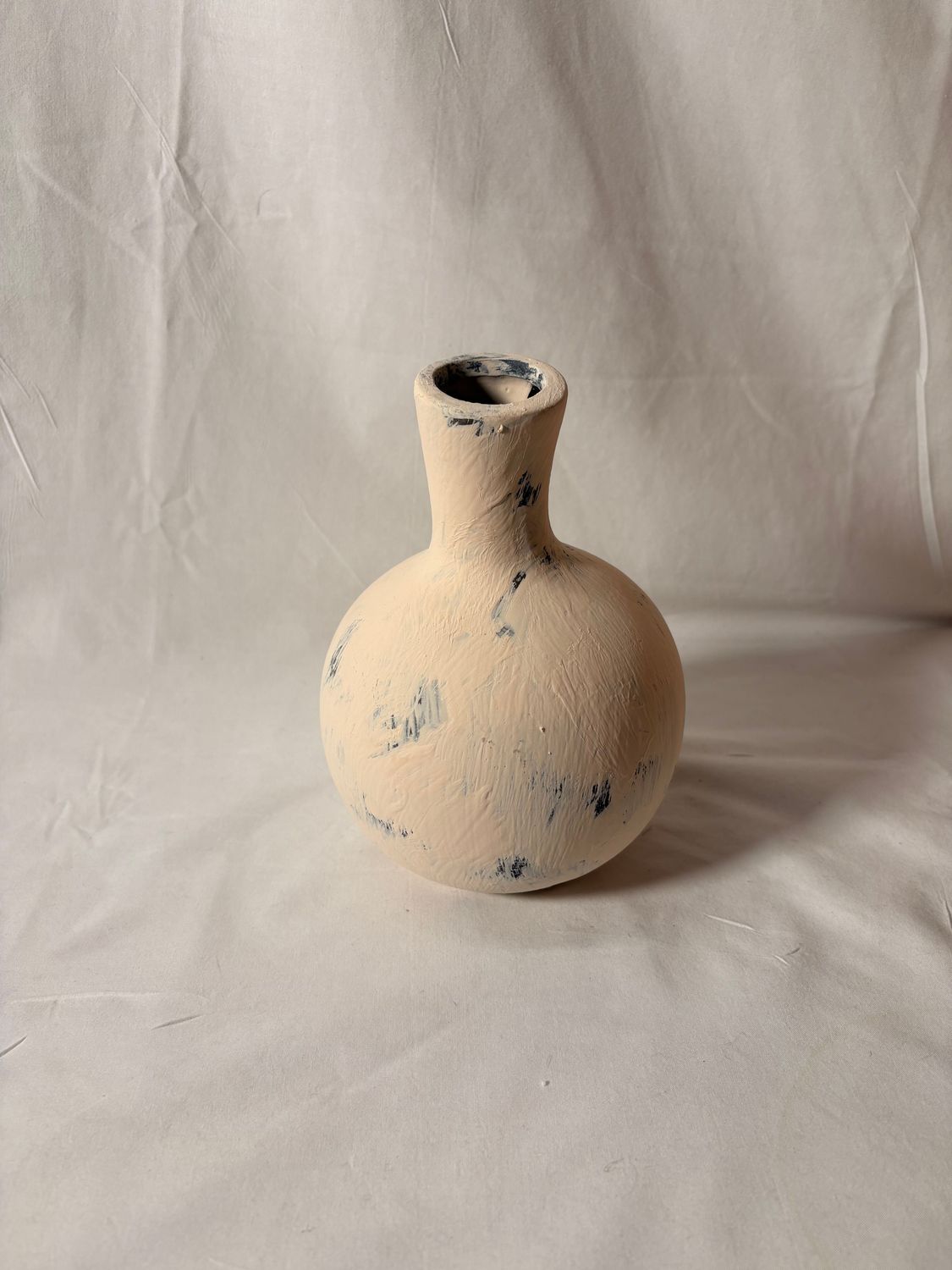 Ceramic Whitewash Bottle Vase 7"