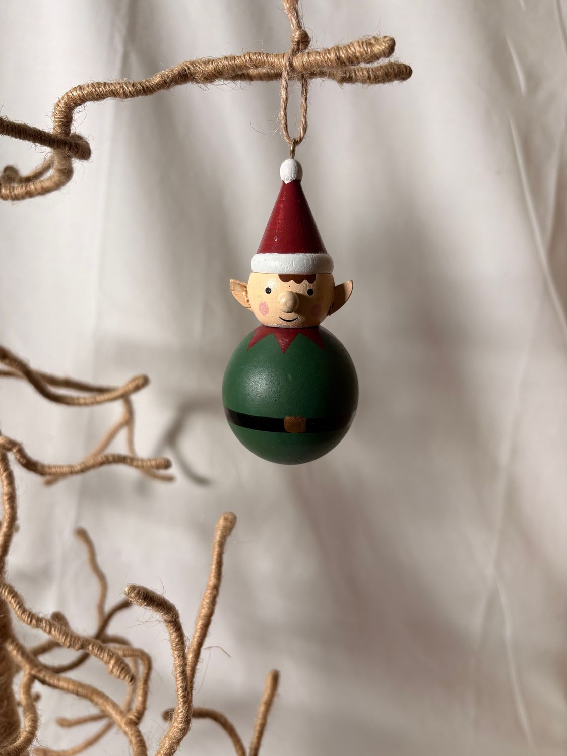 Wooden Elf Ball Ornament 3.5" Wooden Elf Ball Ornament 3.5"