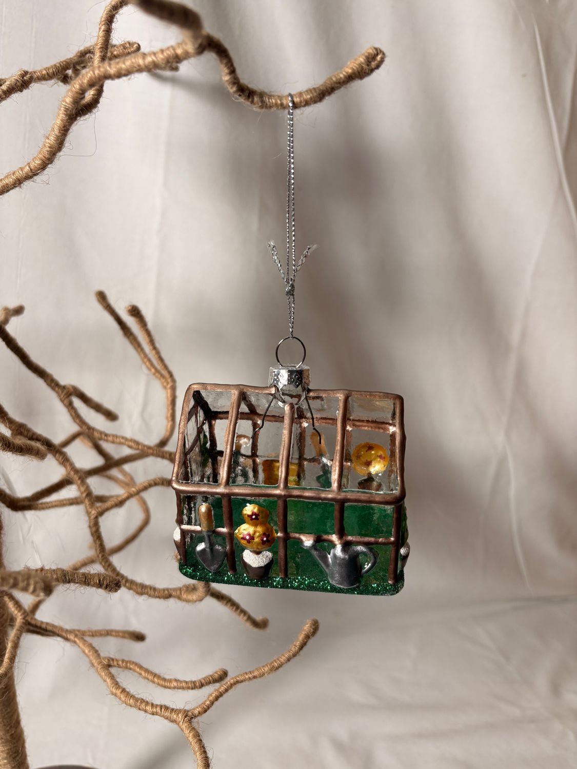 Glass Green House Ornament 3" x 3" Glass Green House Ornament 3" x 3"