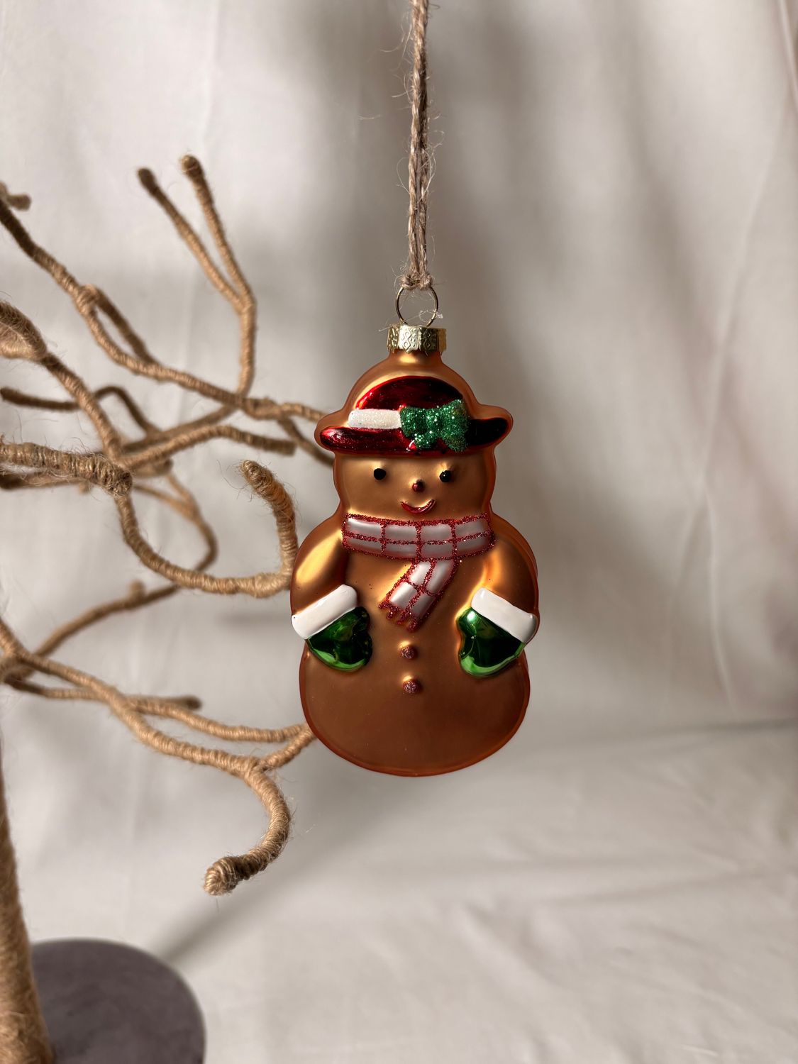 Glass Gingerbread Snowman Ornament 4.5" Glass Gingerbread Snowman Ornament 4.5"