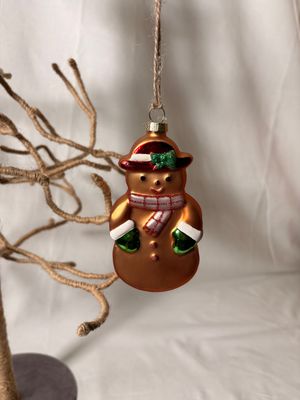 Glass Gingerbread Snowman Ornament 4.5"
