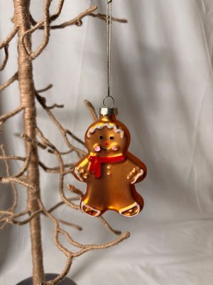 Glass Gingerbread Man Ornament 4.25"