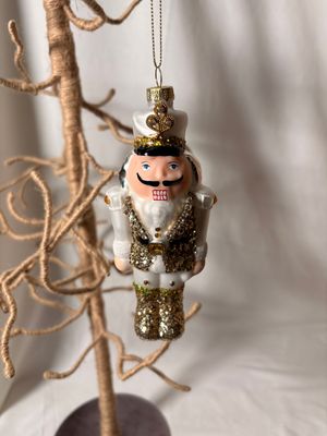 Gold Glass Nutcracker Ornament 5.5"