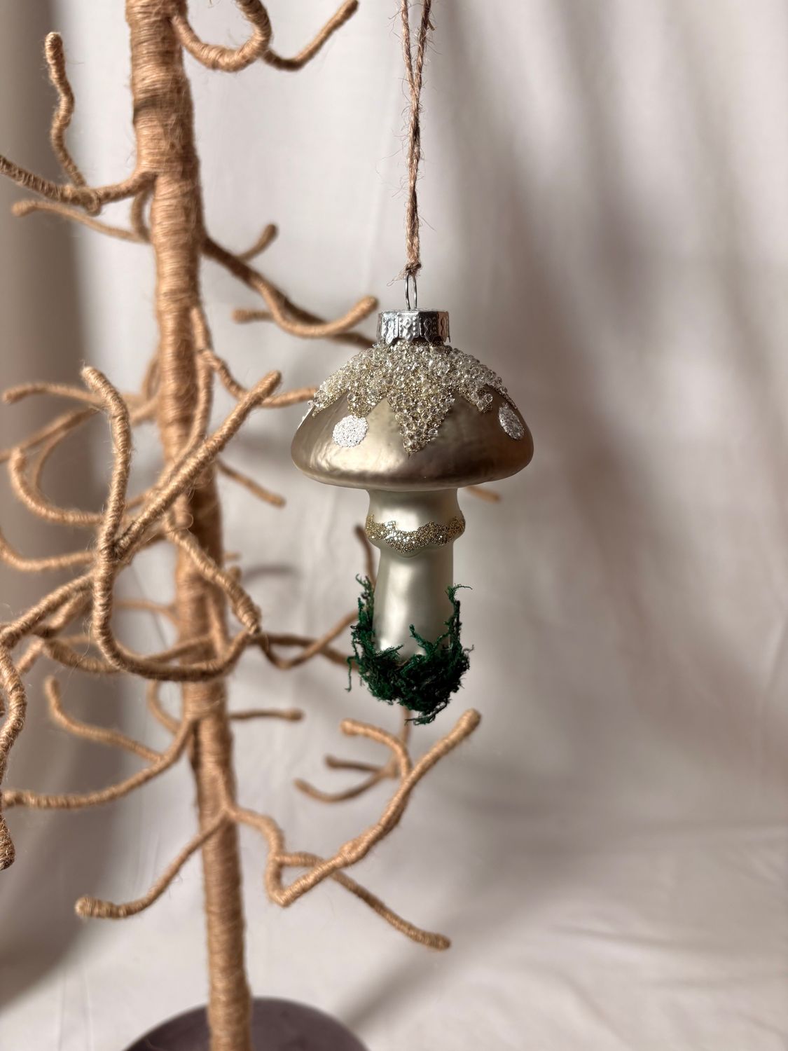 Grey Mushroom Glass Ornament 4" Grey Mushroom Glass Ornament 4"