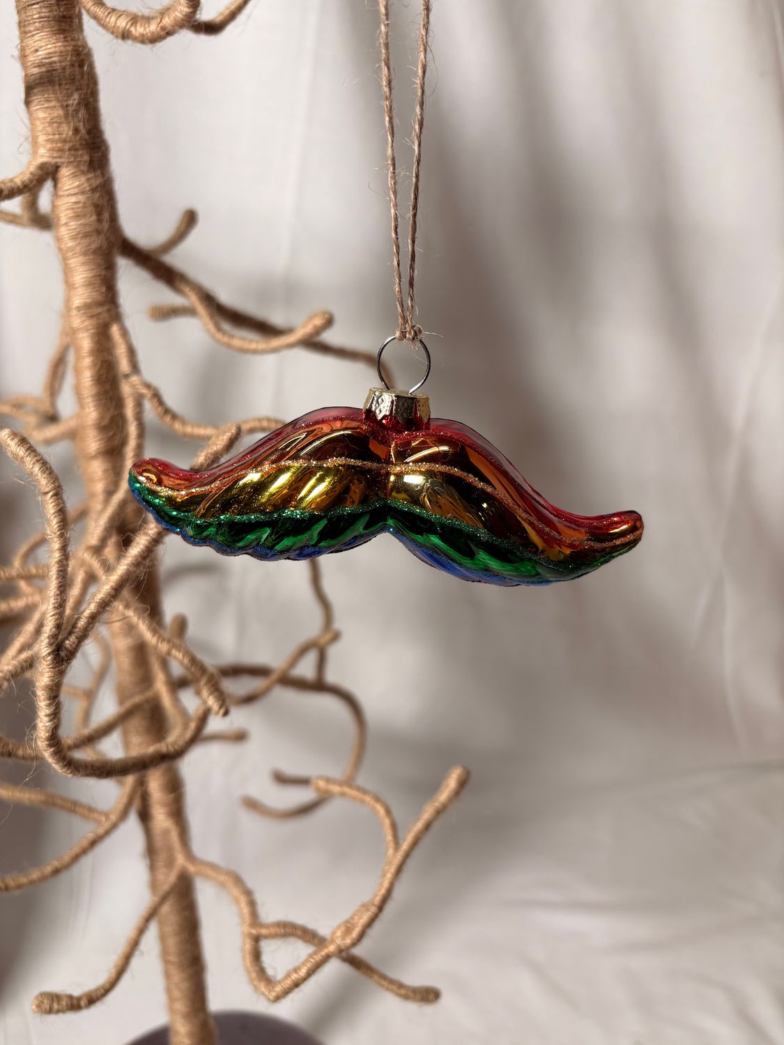 Glass Rainbow Mustache Ornament 1.5" Glass Rainbow Mustache Ornament 1.5"