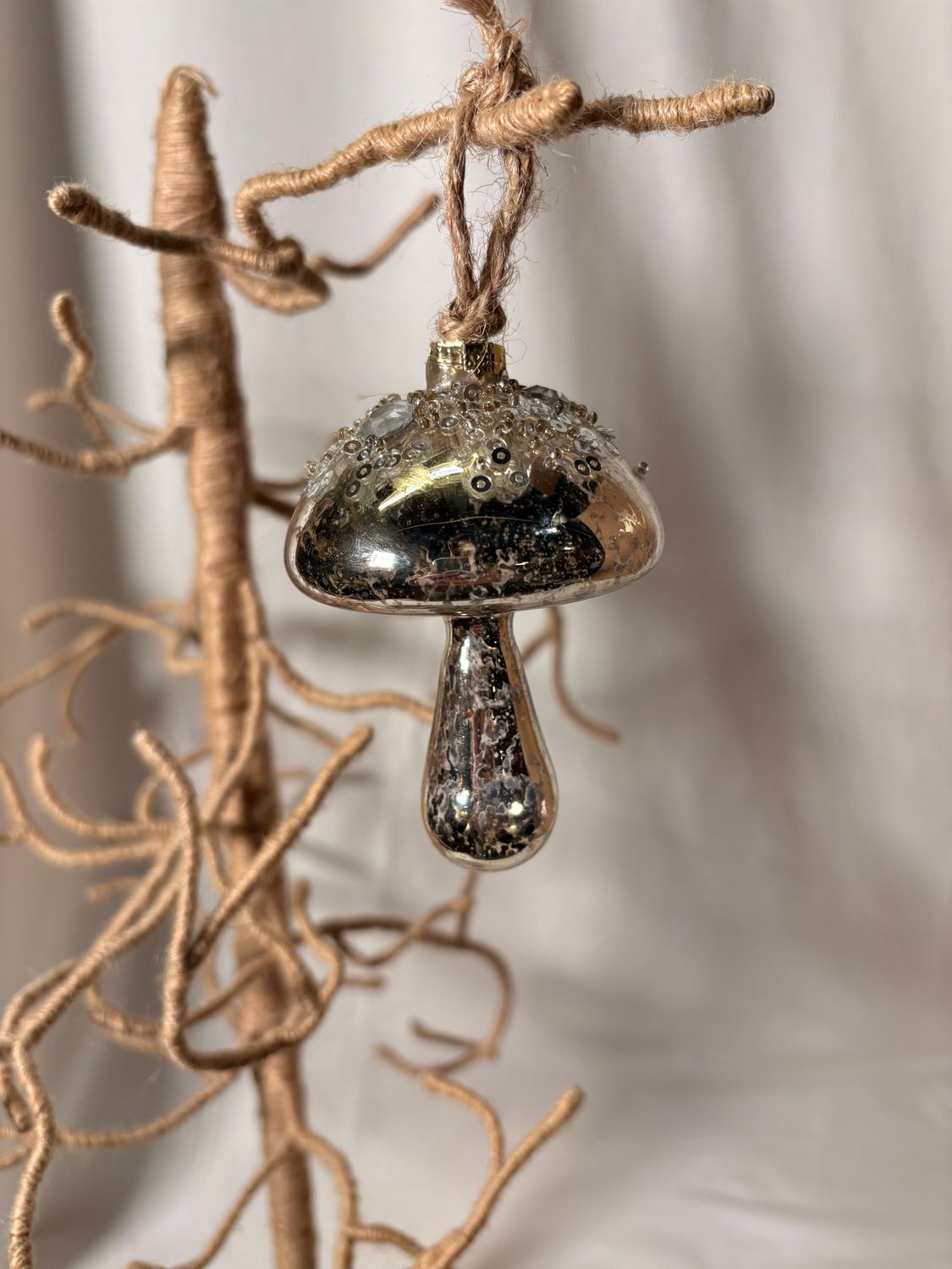 Glass Mushroom Silhouette Ornament 3.5" Glass Mushroom Silhouette Ornament 3.5"