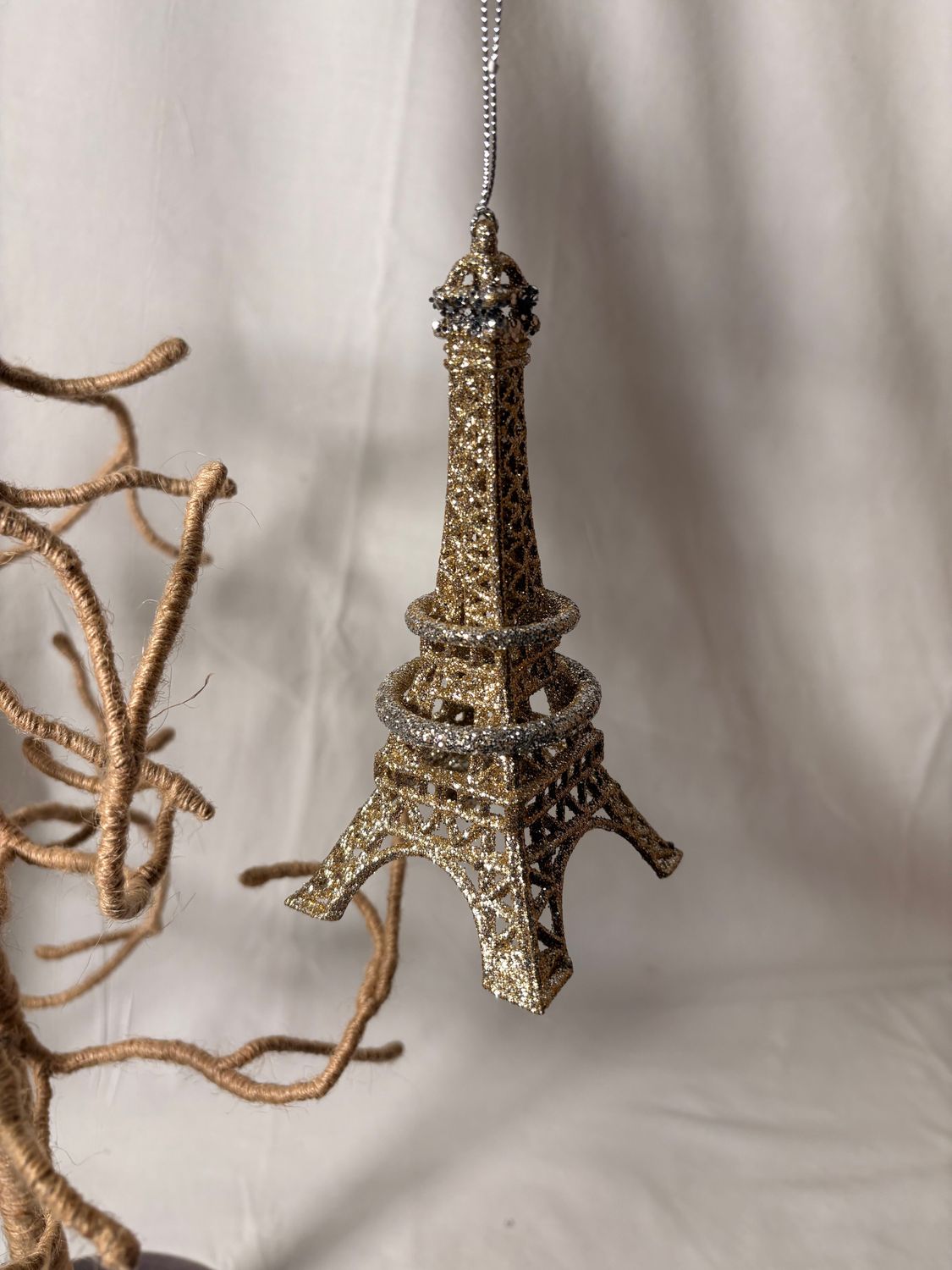 Glitter Champagne Eiffel Tower Ornament 5.5" Glitter Champagne Eiffel Tower Ornament 5.5"