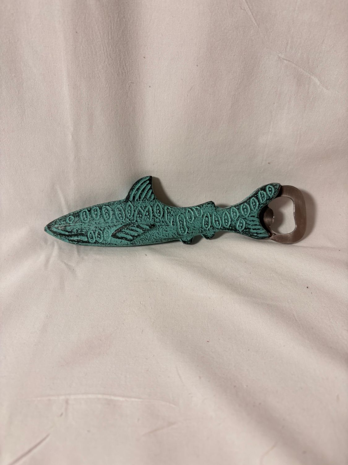 Cast Iron Teal Fish Bottle Opener