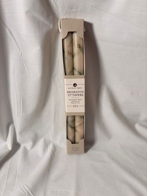 S/2 Decorative Tapers 12" - Cream w/Gold