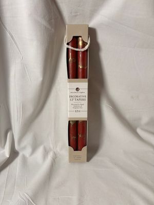 S/2 Decorative Tapers 12" - Terra Cotta w/Gold