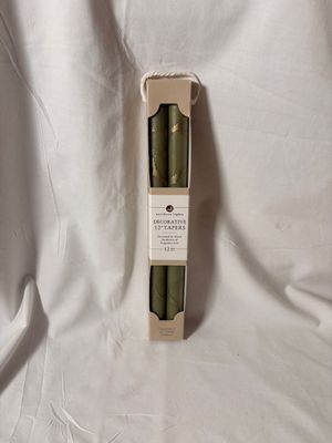 S/2 Decorative Tapers 12" - Moss Green w/Gold
