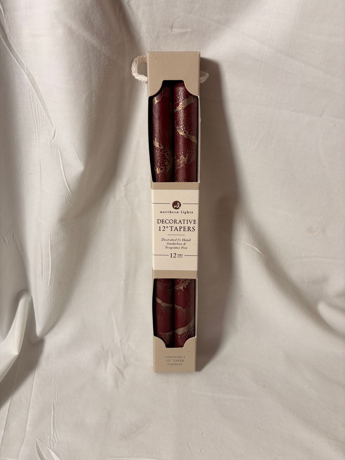 S/2 Decorative Tapers 12" - Bordeaux w/Gold S/2 Decorative Tapers 12" - Bordeaux w/Gold