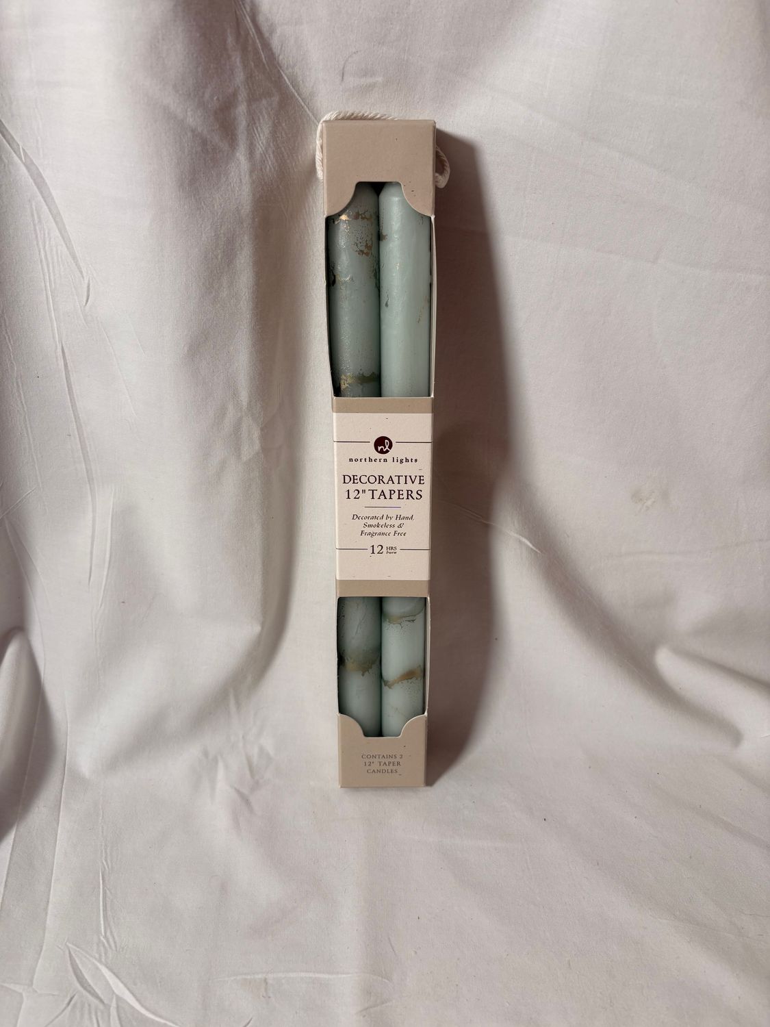 S/2 Decorative Tapers 12" - Pistachio w/Gold