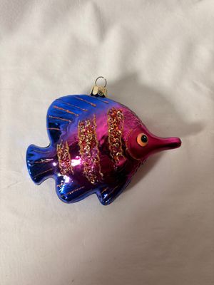 Tropical Fish Glass Ornament 4" - Purple/Pink