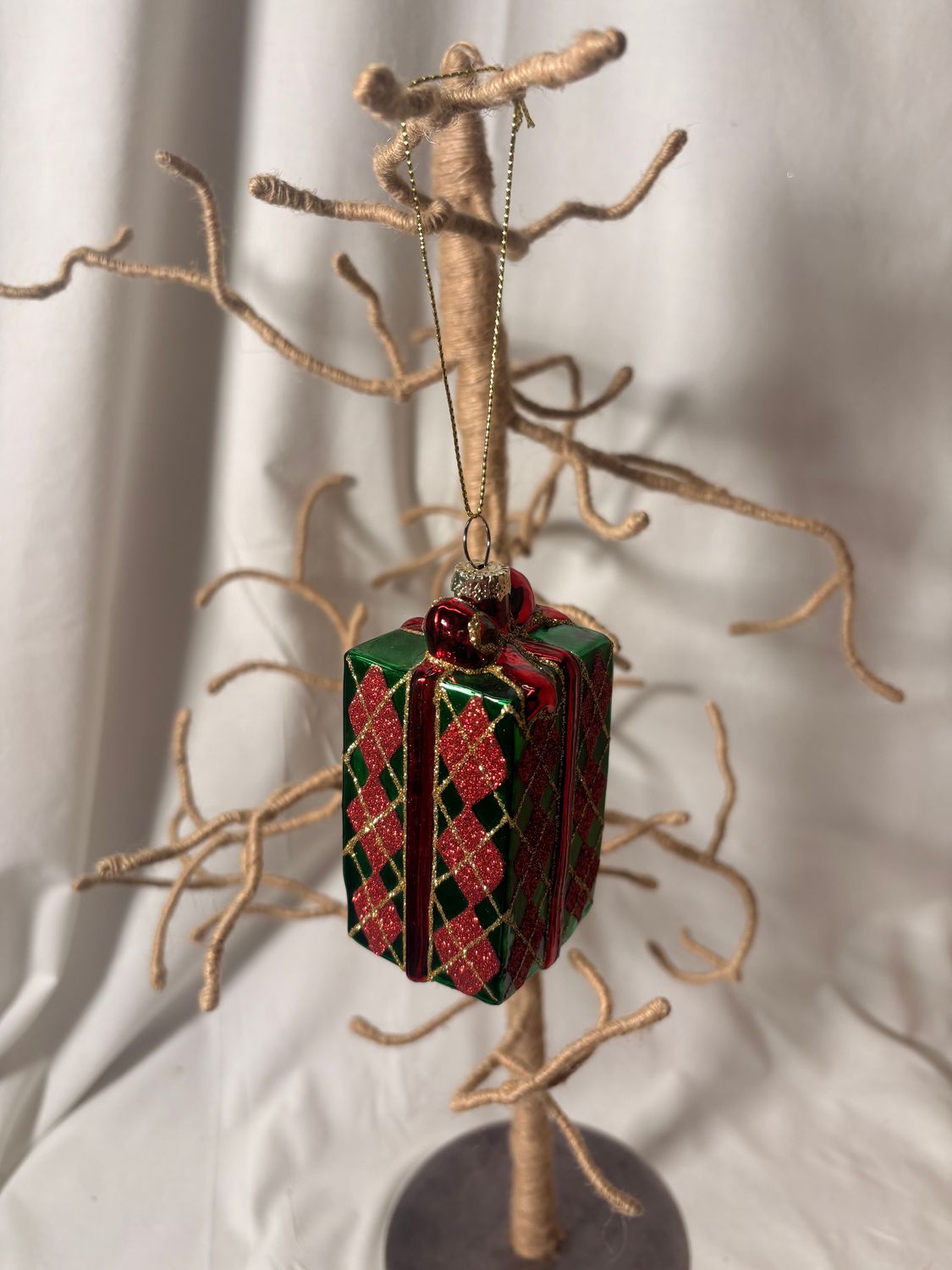 Glass Gift Box Ornament 4" - Tall Glass Gift Box Ornament 4" - Tall