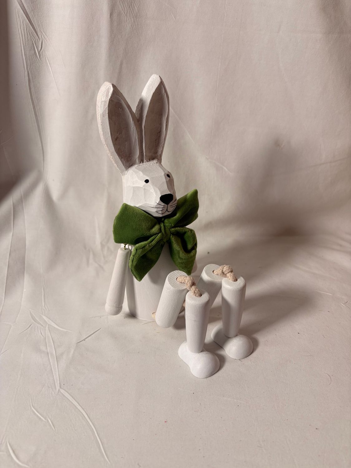 Bunny Shelf Sitter w/Green Bow 15.75"