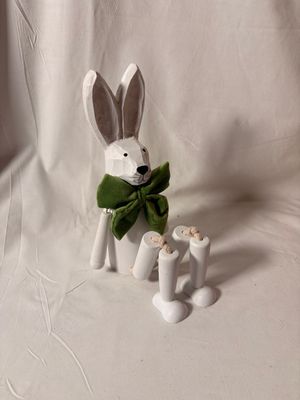 Bunny Shelf Sitter w/Green Bow 15.75"