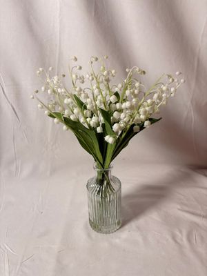 Lily of the Valley in Glass Vase 13.5" White Lily of the Valley in Glass Vase 13.5" White