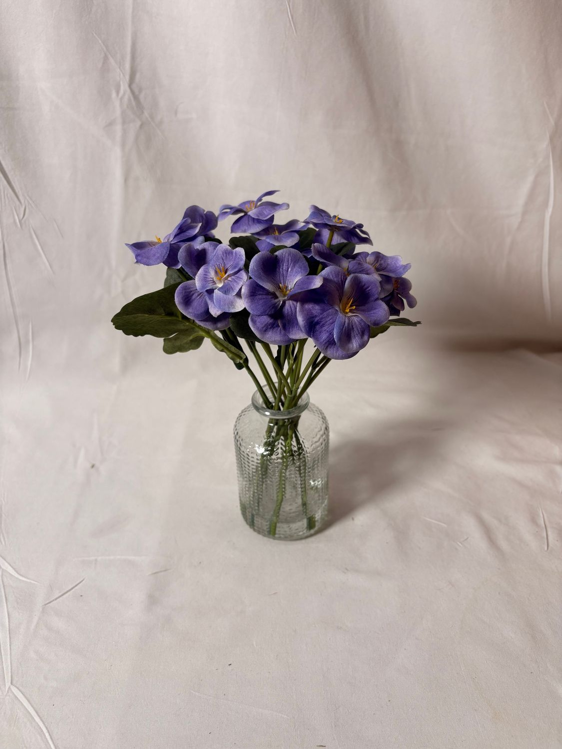 Pansy in Glass Vase Purple 8"