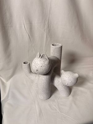 S/2 Whitewash Cat Planters 4"-9.5" S/2 Whitewash Cat Planters 4"-9.5"