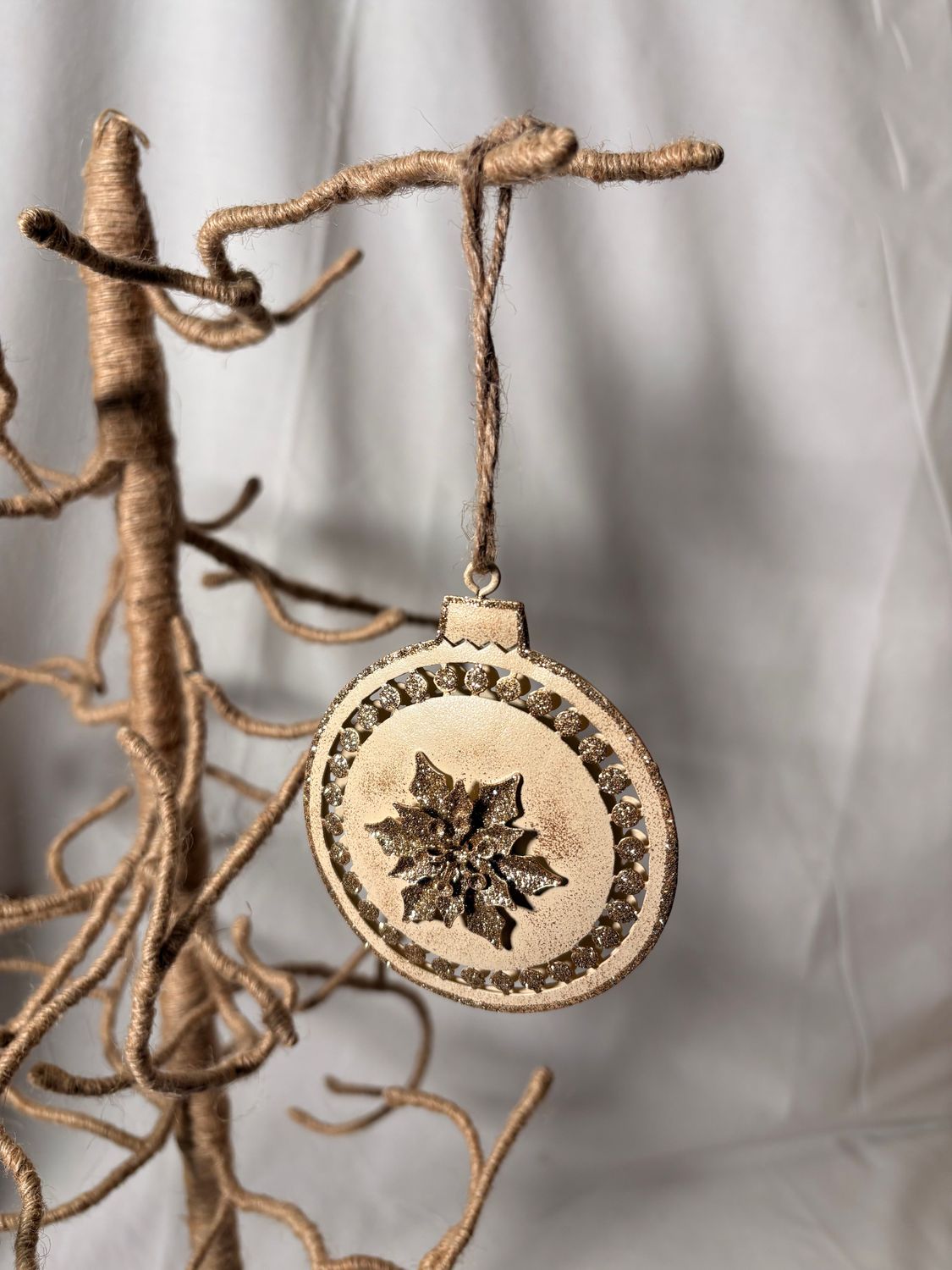 Gold/Cream Metal Stamped Circle Ornament 3.5" Gold/Cream Metal Stamped Circle Ornament 3.5"