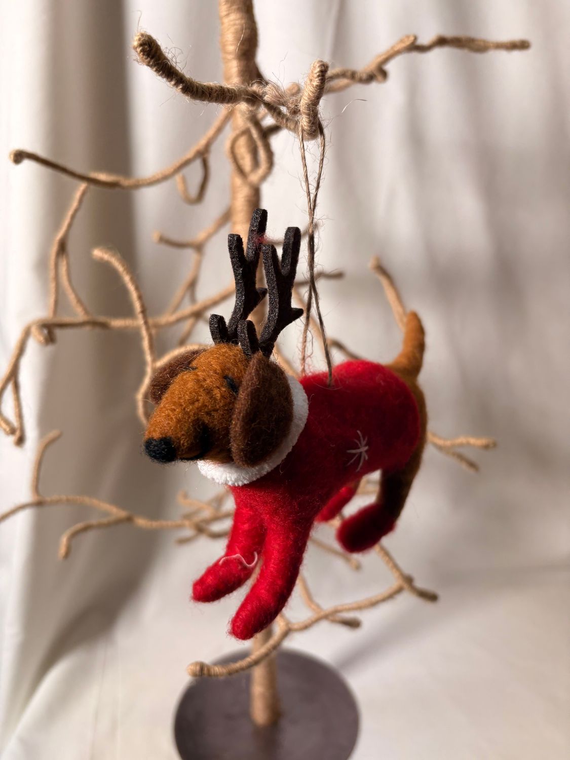 Felt Dog with Antlers Ornament
